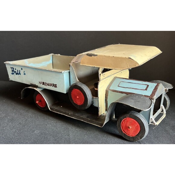 Vintage Tin Toy Hand Painted Truck Blue & Gray - Picture 5 of 10